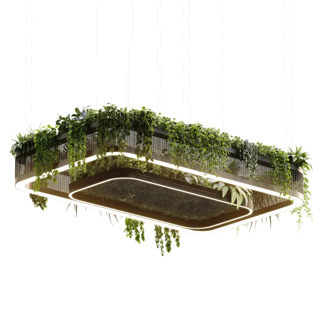 Подвесной светодиодный прямоугольный светильник с растениями FRAME PLANTS
