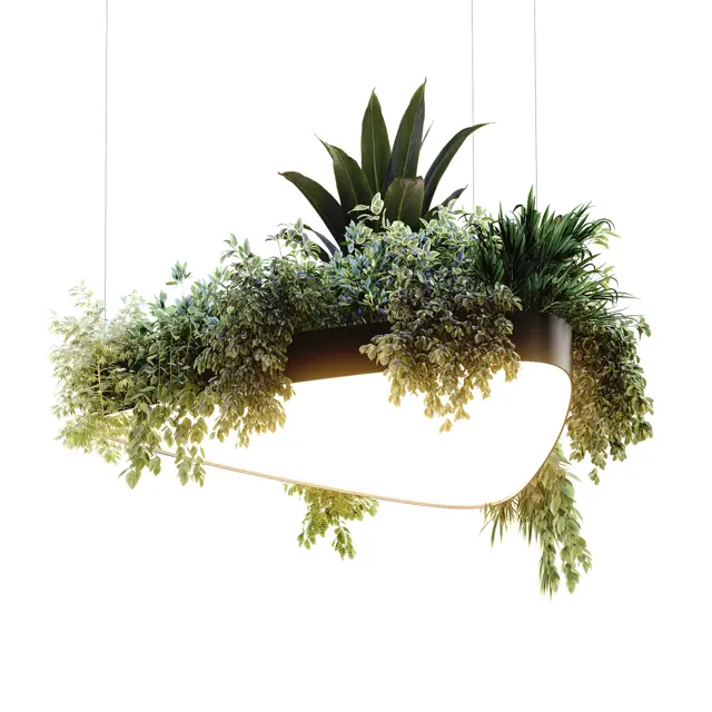 Подвесной светодиодный треугольный светильник с растениями TRIO PLANTS