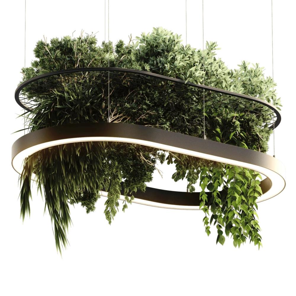 Подвесной светодиодный светильник овальный с сеткой для растений 120х40 6500К Plants RAL