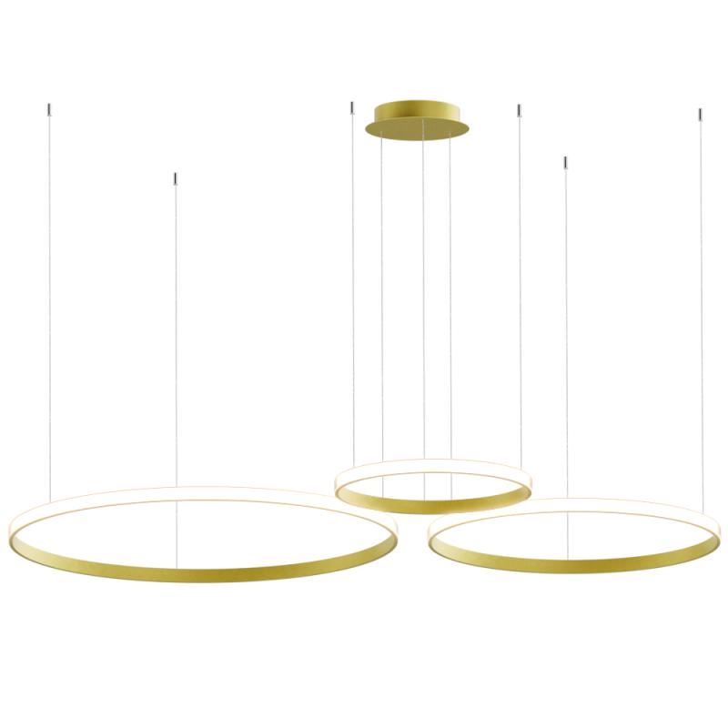 Подвесная светодиодная люстра Ring Horizontal кольца 60 80 100 см 120Вт 6500K свет наружу золотой