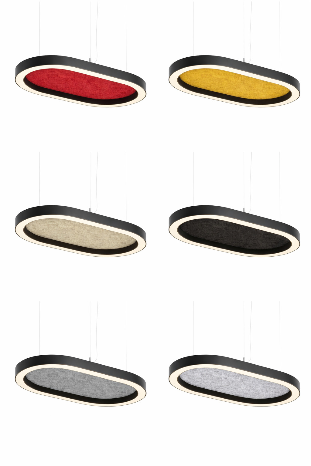 Акустический подвесной овальный светильник 1200х600мм