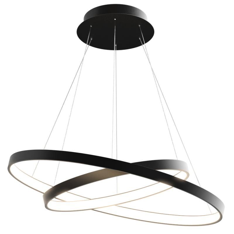 Подвесная светодиодная люстра Ring Cascad кольца 40 60 см 50Вт 6500K свет внутрь черный