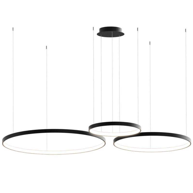 Подвесная светодиодная люстра Ring Horizontal кольца 60 80 100 см 120Вт 6500K свет внутрь черный
