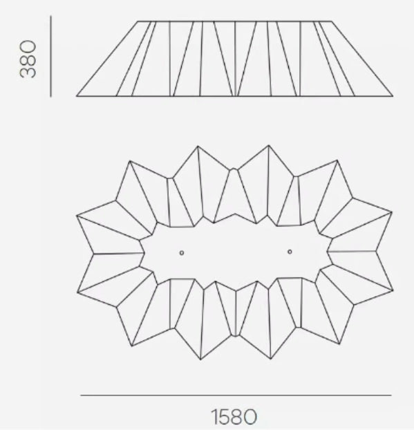 Акустический подвесной светильник D1580хH380мм