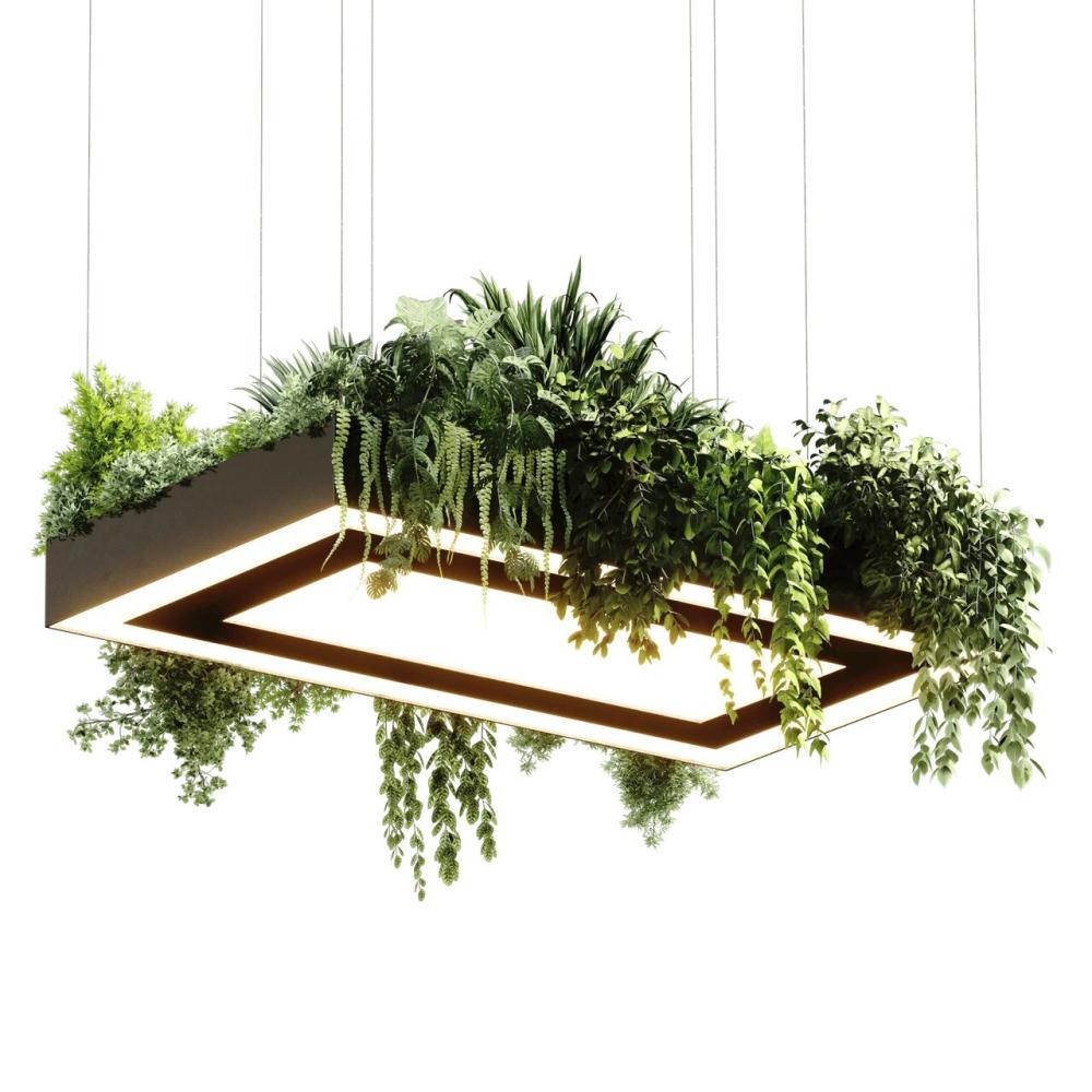 Подвесной светодиодный светильник прямоугольный с растениями 120х60 6500К Plants RAL