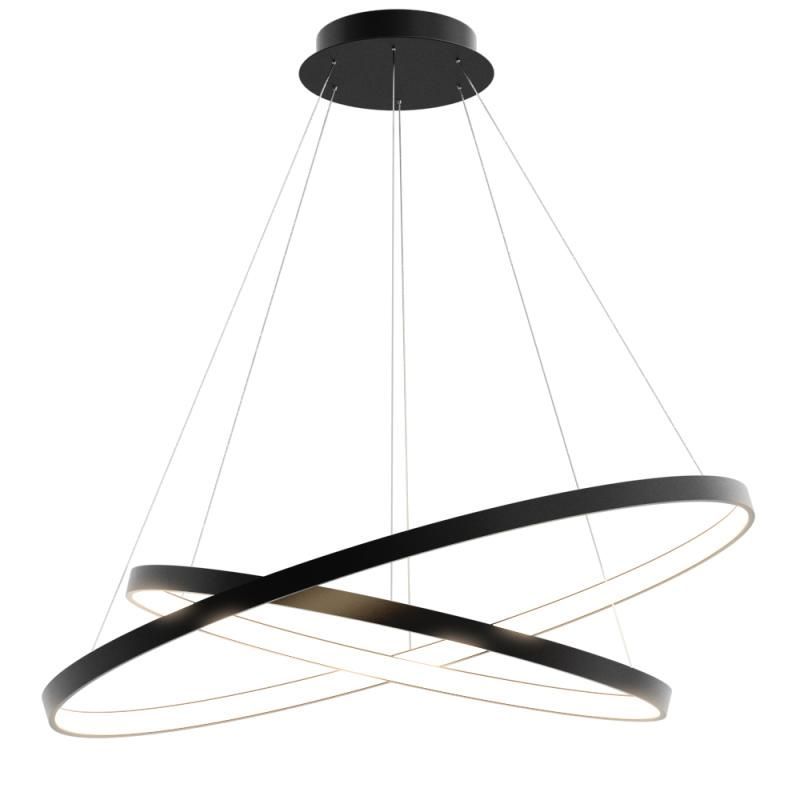 Подвесная светодиодная люстра Ring Cascad кольца 80 100 см 90Вт 6500K свет внутрь черный
