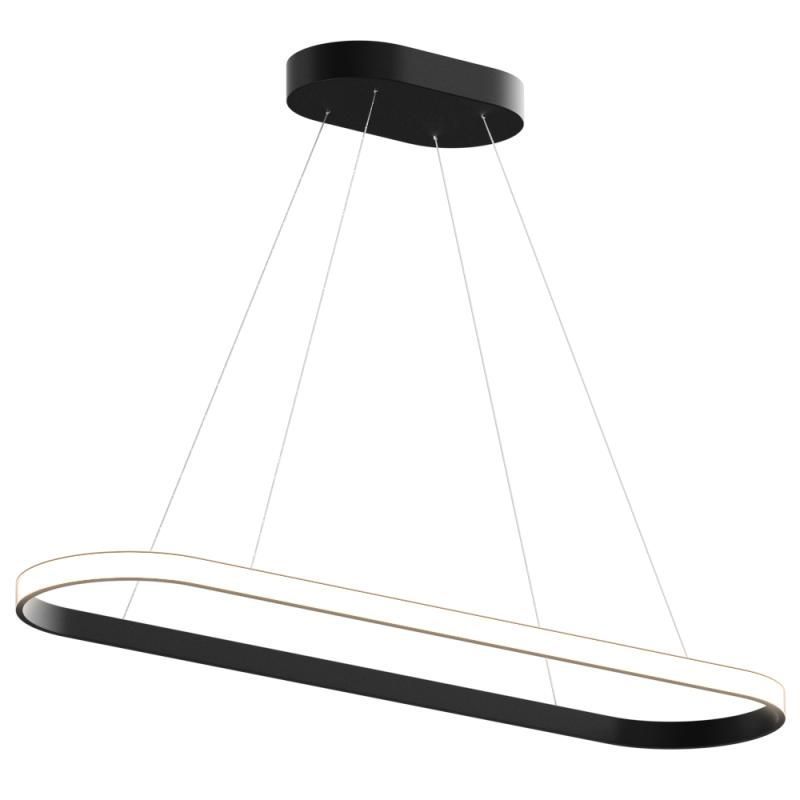 Подвесной светодиодный светильник Oval овальный 120х26см 48Вт 6500K свет наружу черный