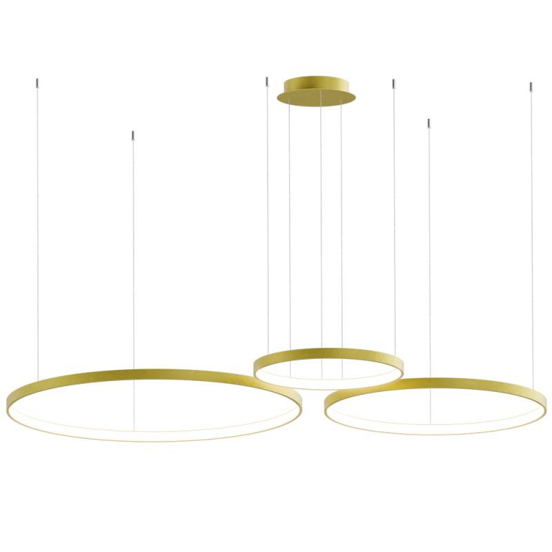 Подвесная светодиодная люстра Ring Horizontal кольца 60 80 100 см 120Вт 6500K свет внутрь золотой