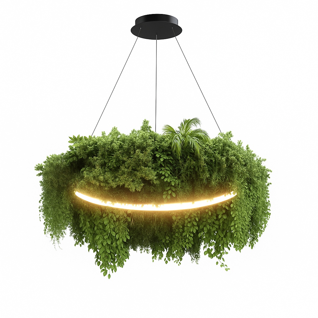 Подвесной светодиодный светильник тонкое кольцо с растениями D80 Plants 6500K RAL