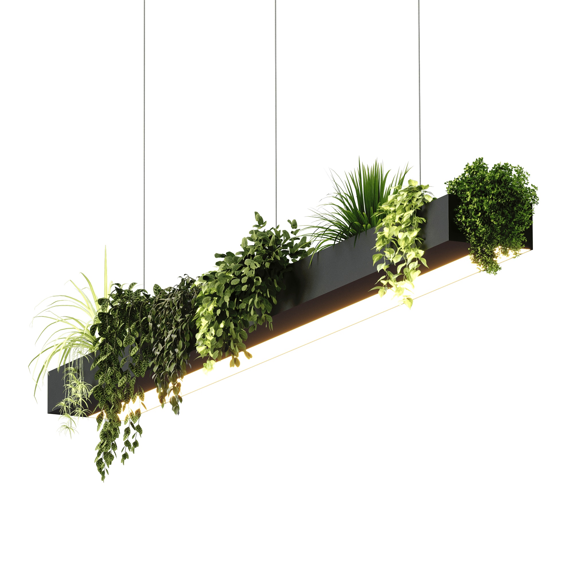 Подвесной светодиодный линейный светильник с растениями BEAM PLANTS 2000мм