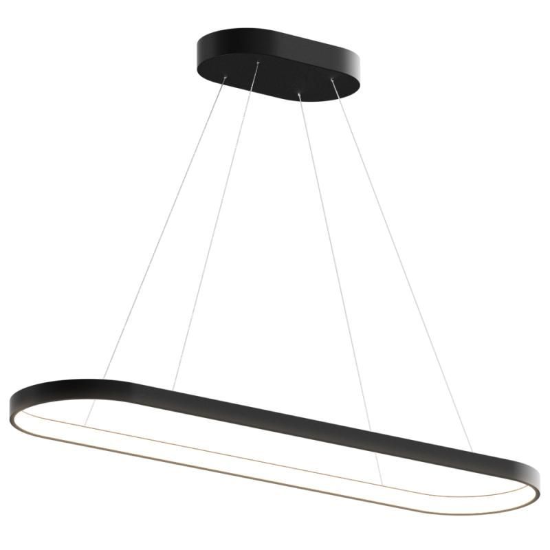 Подвесной светодиодный светильник Oval овальный 120х26см 48Вт 6500K свет внутрь черный