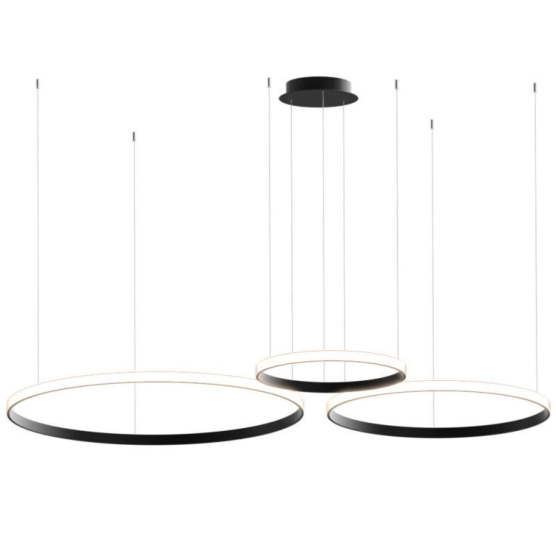 Подвесная светодиодная люстра Ring Horizontal кольца 60 80 100 см 120Вт 6500K свет наружу черный