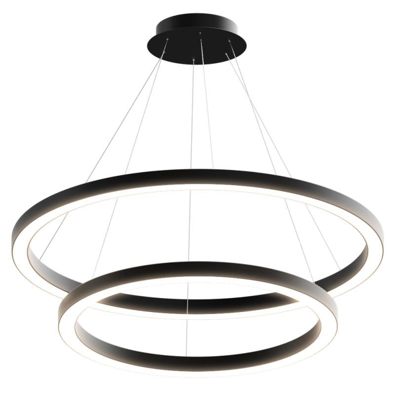 Подвесной светодиодный светильник Corona Cascad кольца 80 100 см 90Вт 6500K черный