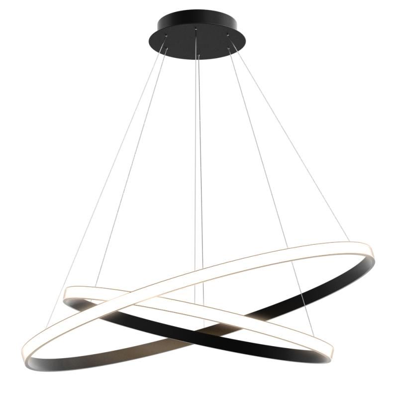 Подвесная светодиодная люстра Ring Cascad кольца 80 100 см 90Вт 6500K свет наружу черный