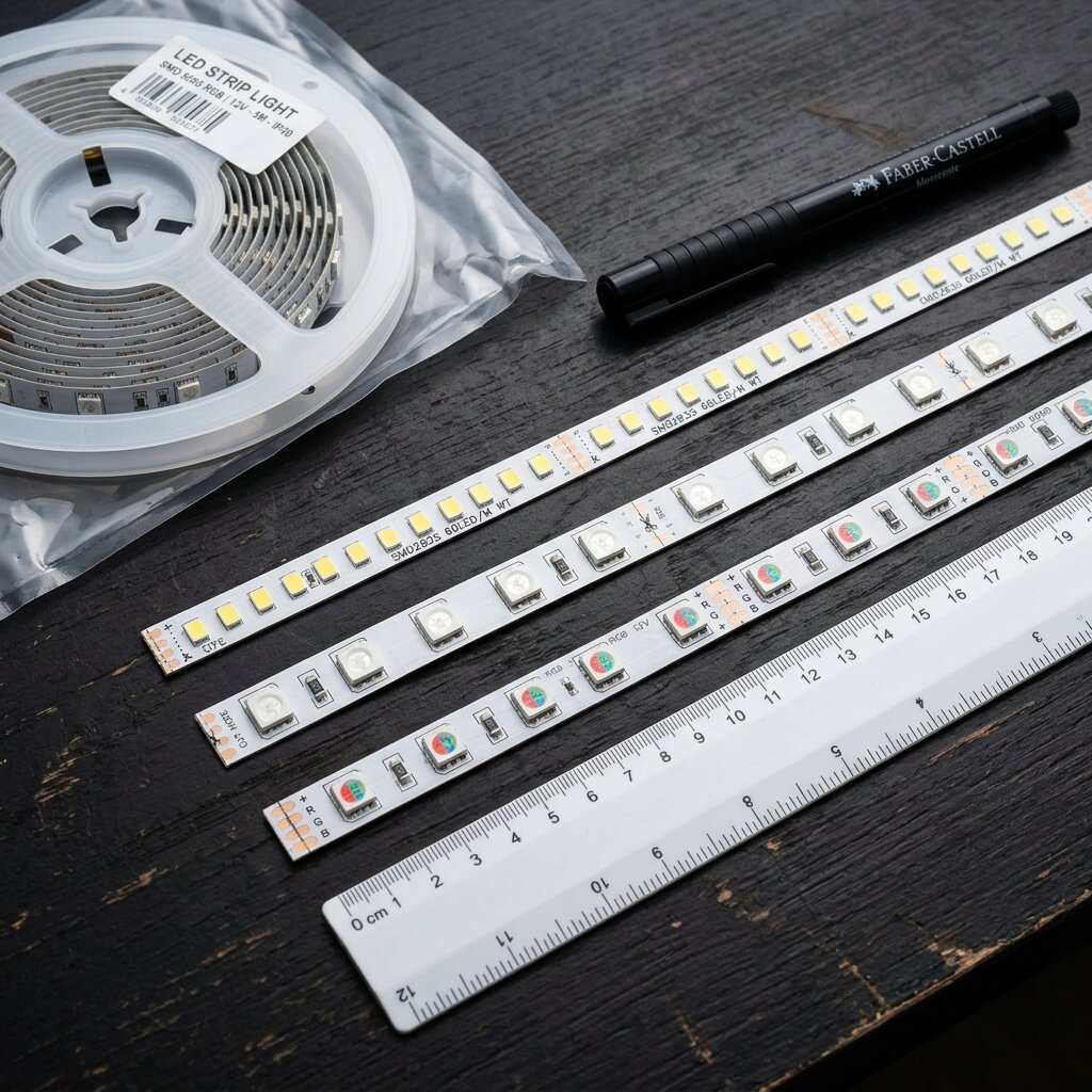 Сравнение типов светодиодных лент SMD 2835, SMD 5050 и RGB — различия в размерах чипов и плотности