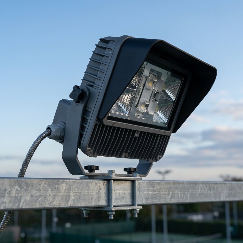 Светодиодный прожектор с антибликовой оптикой для освещения теннисного корта