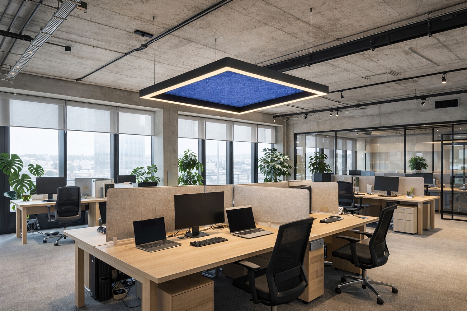 Акустический подвесной квадратный светильник Simple 1000х1000мм