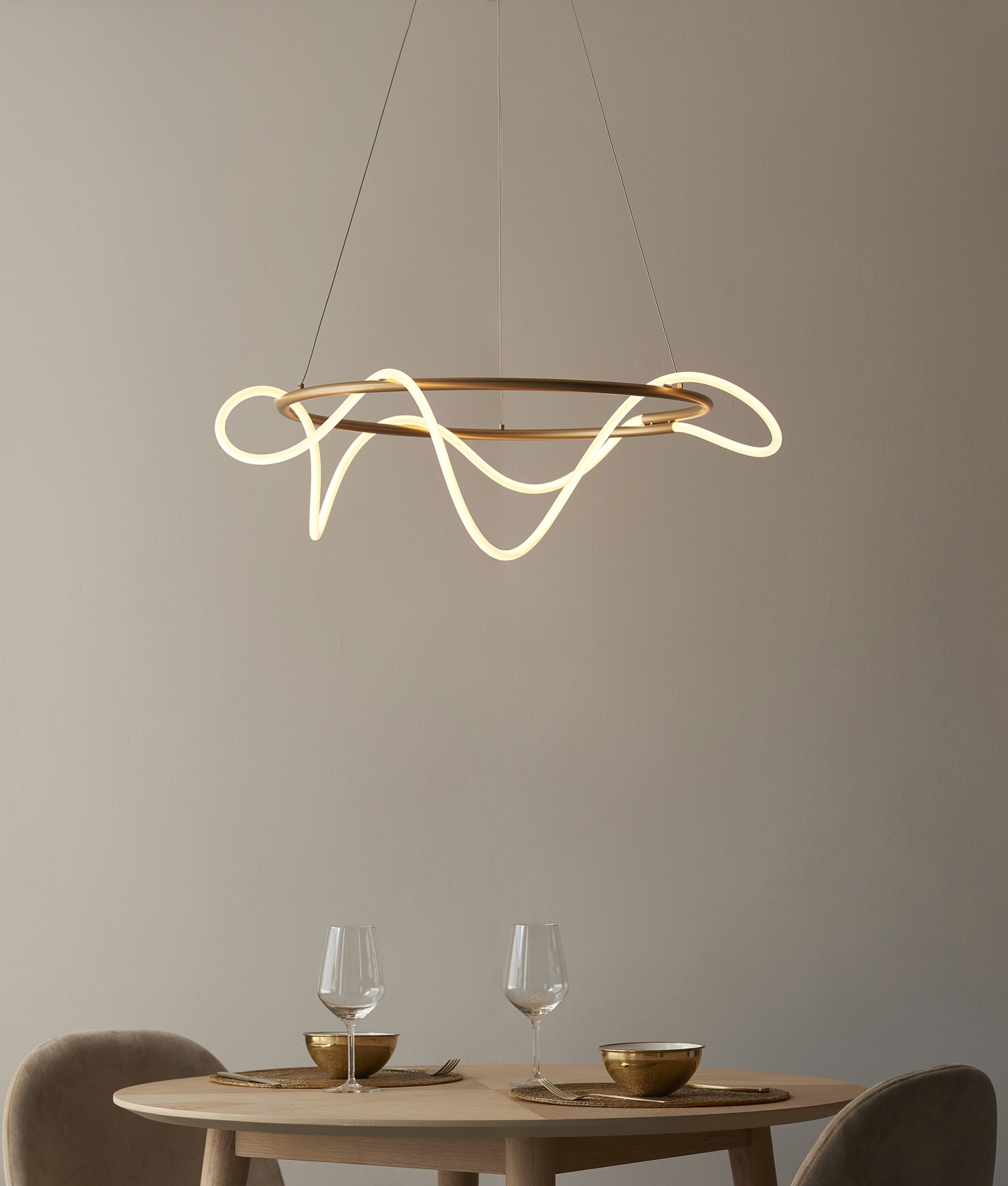 Подвесной светильник кольцо D800мм с гибким неоном 110 Вт 4000K Белый